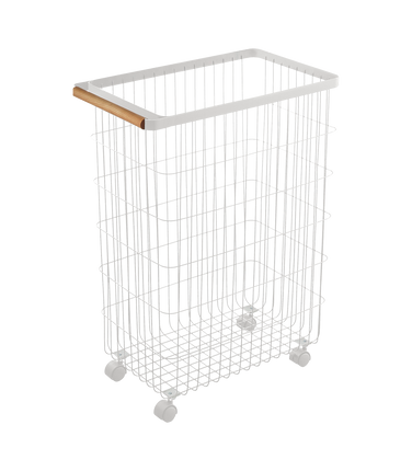 Rolling Wire Basket (24" H)  - Steel + Wood