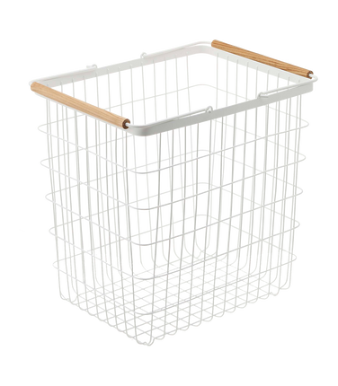 Wire Basket (15" H)  - Large - Steel + Wood