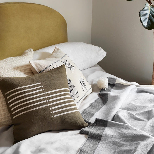 Semaine Mud Cloth Pillow - Olive