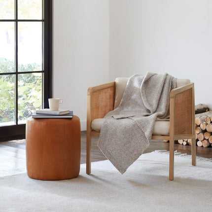 Torres Round Leather Ottoman - Small