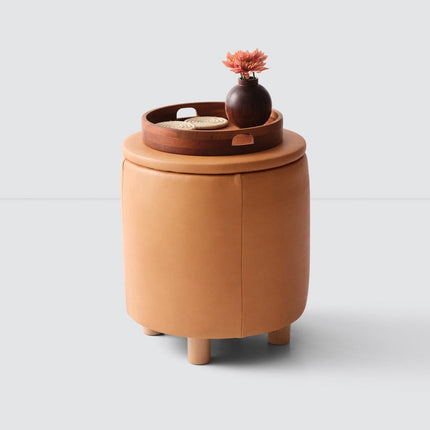 Torres Leather Storage Ottoman - Small