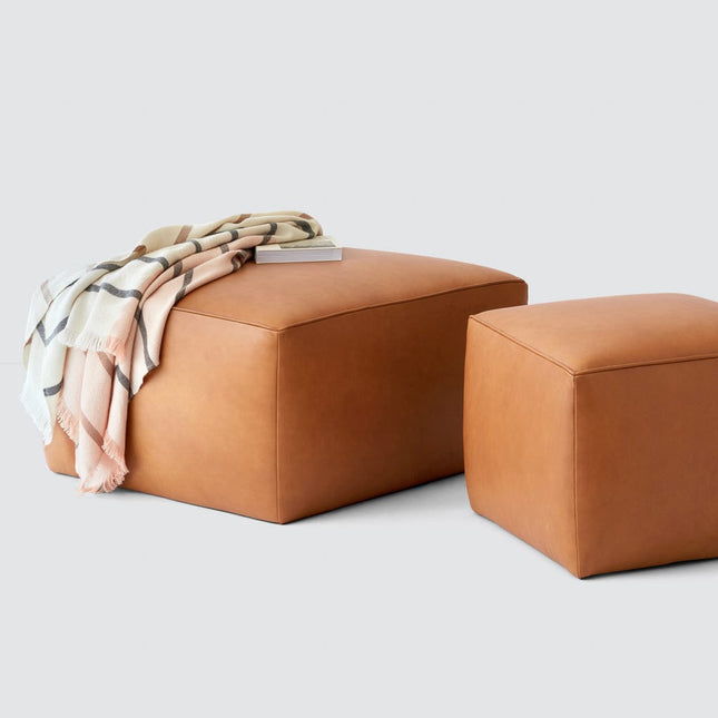Torres Square Leather Ottoman - Medium & Large