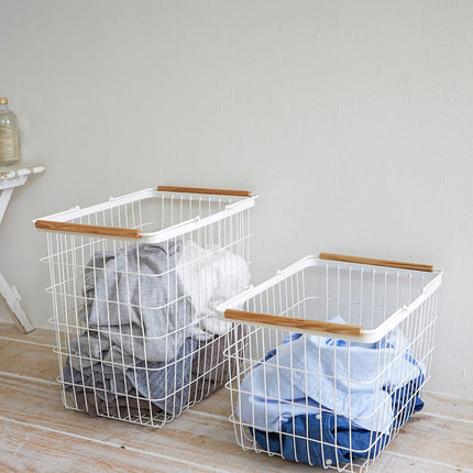 Wire Basket (11" H)  - Medium - Steel + Wood