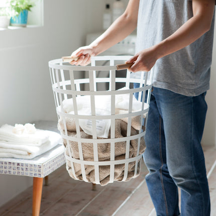 Wire Basket (18" H)  - Steel + Wood