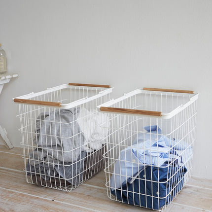Wire Basket (15" H)  - Large - Steel + Wood