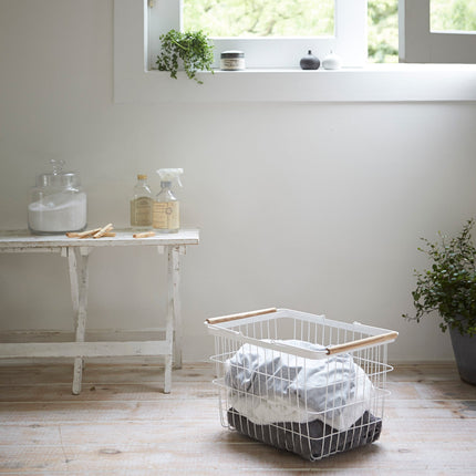 Wire Basket (11" H)  - Medium - Steel + Wood