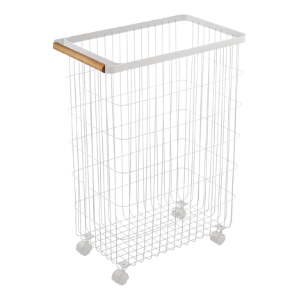 Rolling Wire Basket (24" H)  - Steel + Wood