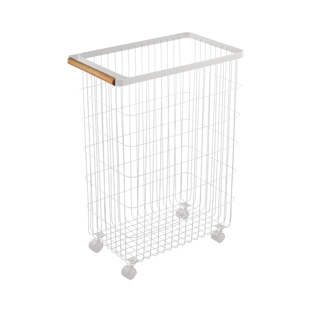 Rolling Wire Basket (24" H)  - Steel + Wood