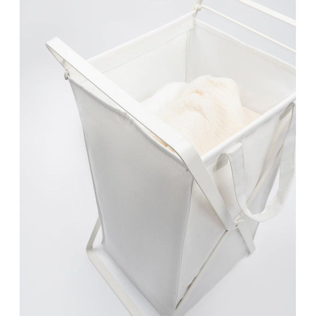 Laundry Hamper with Cotton Liner (25.2" H)  - Small - Steel + Cotton
