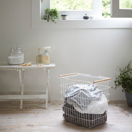 Wire Basket (15" H)  - Large - Steel + Wood