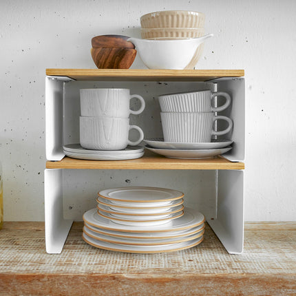 Stackable Countertop Shelf - Steel + Wood