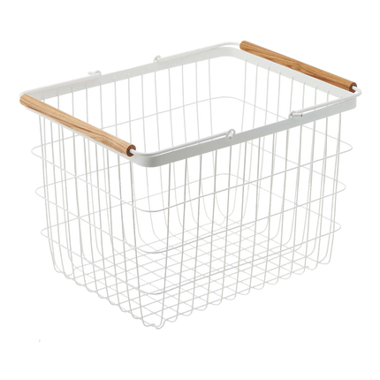 Wire Basket (11" H)  - Medium - Steel + Wood