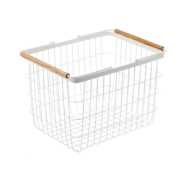 Wire Basket (11" H)  - Medium - Steel + Wood