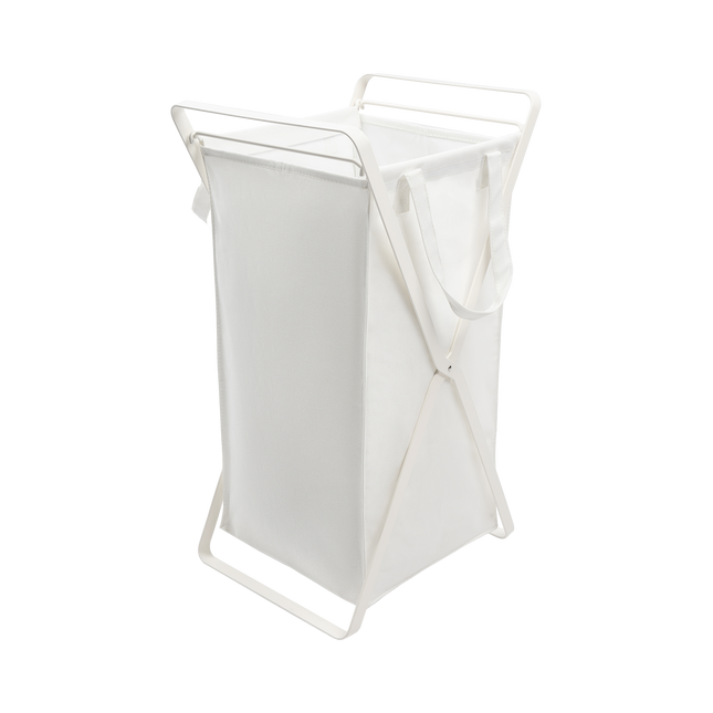 Laundry Hamper with Cotton Liner (25.2" H)  - Small - Steel + Cotton