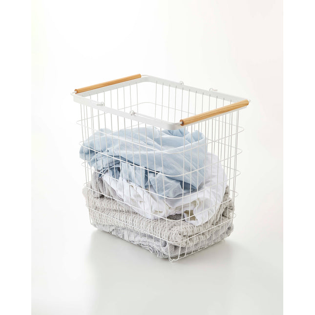Wire Basket (15" H)  - Large - Steel + Wood
