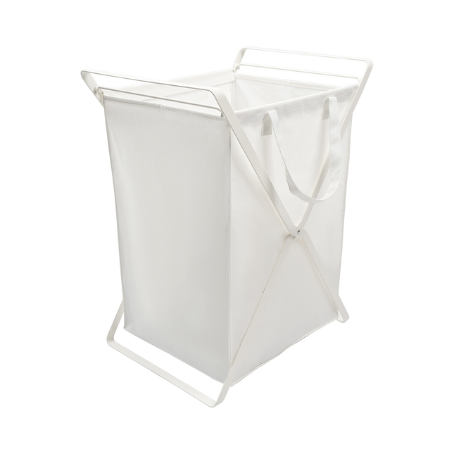 Laundry Hamper with Cotton Liner (25.2" H)  - Large - Steel + Cotton