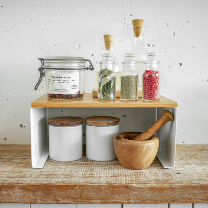 Stackable Countertop Shelf - Steel + Wood