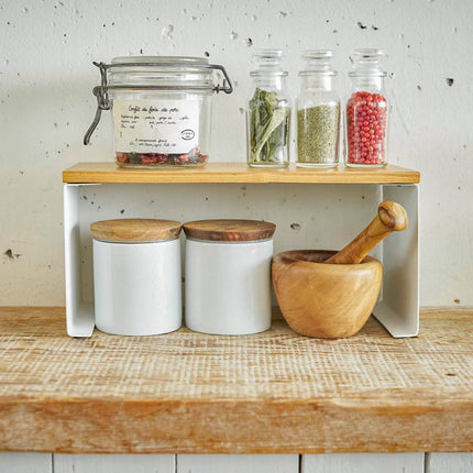 Stackable Countertop Shelf - Steel + Wood