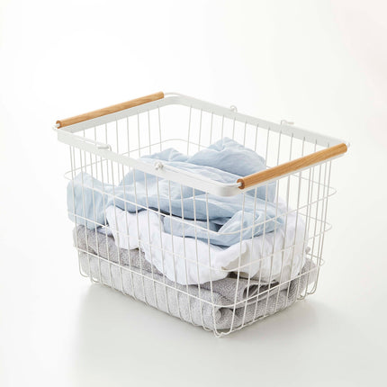 Wire Basket (11" H)  - Medium - Steel + Wood