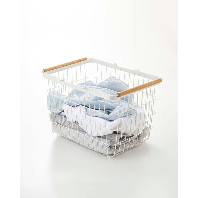 Wire Basket (11" H)  - Medium - Steel + Wood