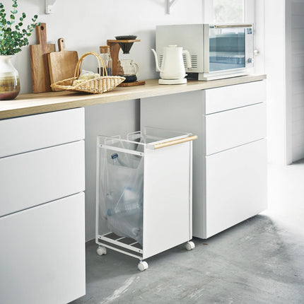 Rolling Trash Sorter - Steel + Wood