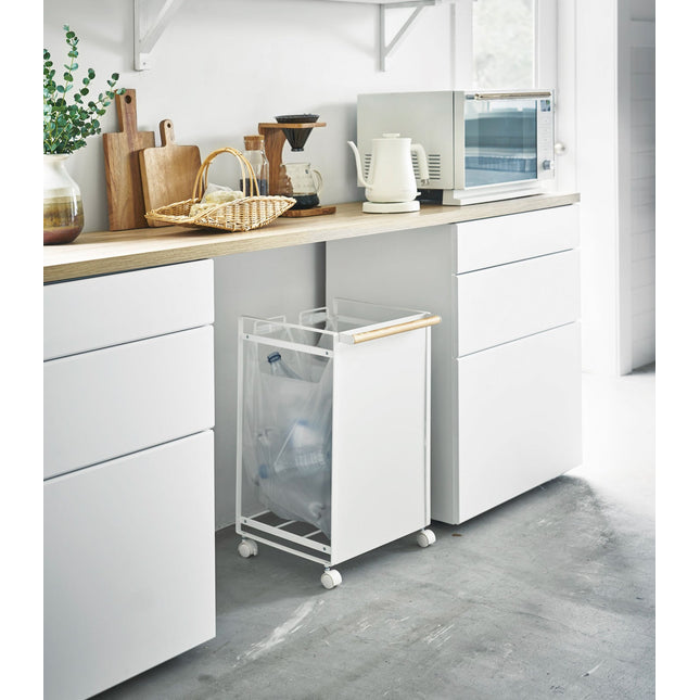 Rolling Trash Sorter - Steel + Wood