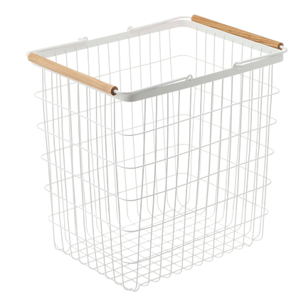 Wire Basket (15" H)  - Large - Steel + Wood