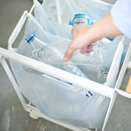 Rolling Trash Sorter - Steel + Wood